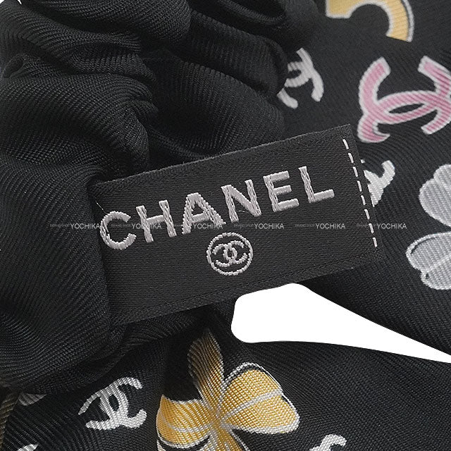2025 SS CHANEL hair accessories Ribbon Chouchou Coco Mark Motif Noir (Black)/Pink Silk AAA927[BRAND NEW][Authentic]