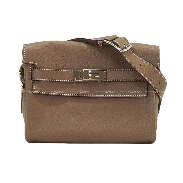 [Pre-loved] HERMES Shoulder bag Kelly Messenger 24 PM Etoupe Evercolor Silver HW Stamp W[LIKE NEW][Authentic]