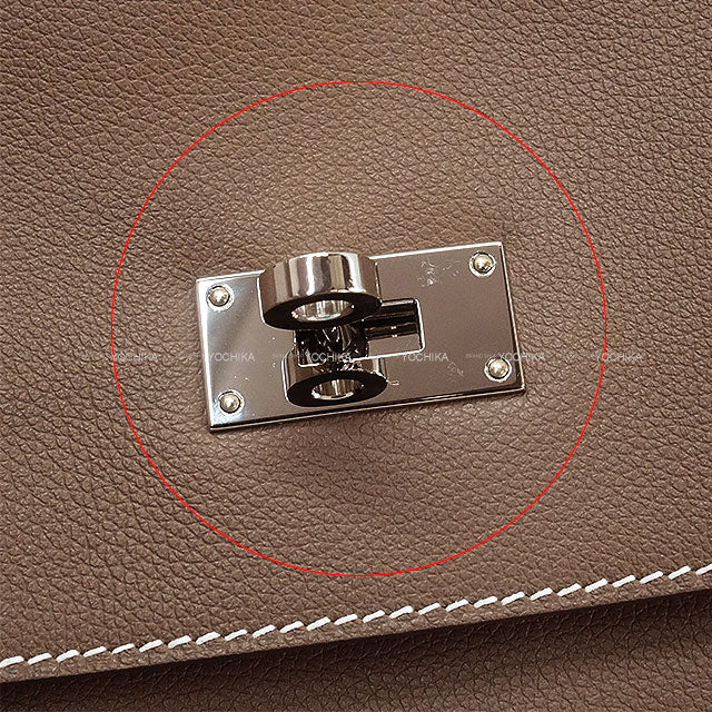 [Pre-loved] HERMES Shoulder bag Kelly Messenger 24 PM Etoupe Evercolor Silver HW Stamp W[LIKE NEW][Authentic]