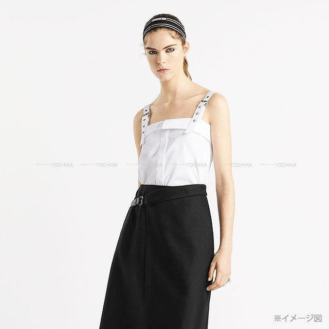 Dior Camisole Blouse logo embroidery Noir (Black) Cotton #36 Silver HW 521B87A3356[BRAND NEW][Authentic]