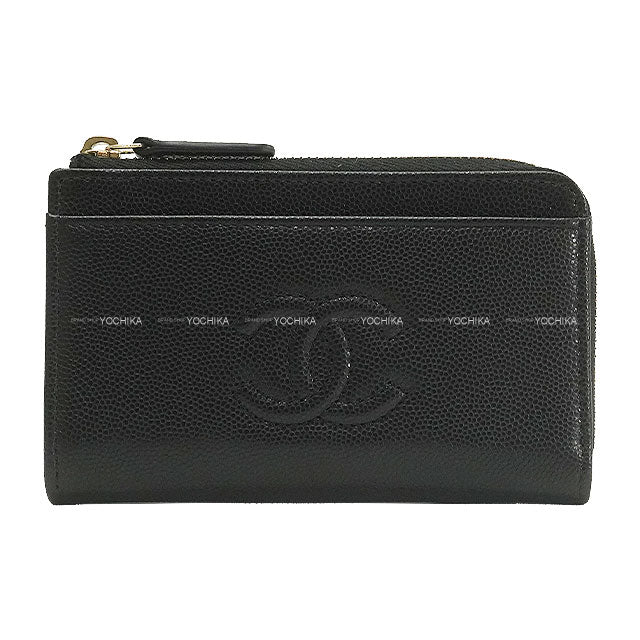 CHANEL card holder Fragment Coin Card Case CC Logo Reproduction Noir (Black) Graind Calf(Caviarskin) Champagne Gold HW AP4661[BRAND NEW][Authentic]
