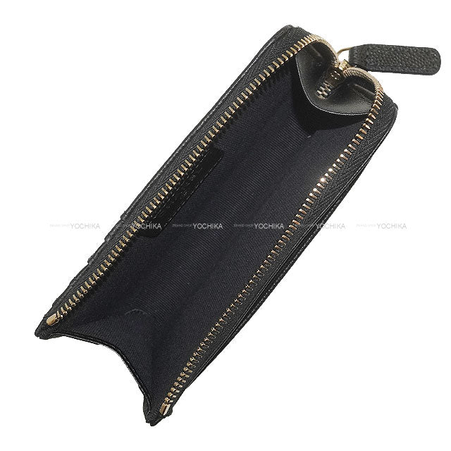 CHANEL card holder Fragment Coin Card Case CC Logo Reproduction Noir (Black) Graind Calf(Caviarskin) Champagne Gold HW AP4661[BRAND NEW][Authentic]