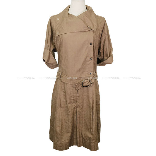 2025SS New HERMES Overall Combi Short Pants All in One H Mosaic Etoupe Cotton100% #34 Silver HW[BRAND NEW][Authentic]