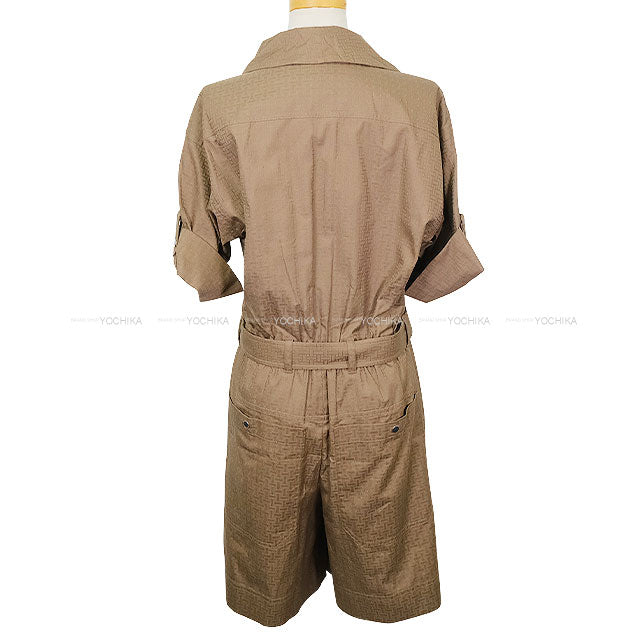 2025SS New HERMES Overall Combi Short Pants All in One H Mosaic Etoupe Cotton100% #34 Silver HW[BRAND NEW][Authentic]