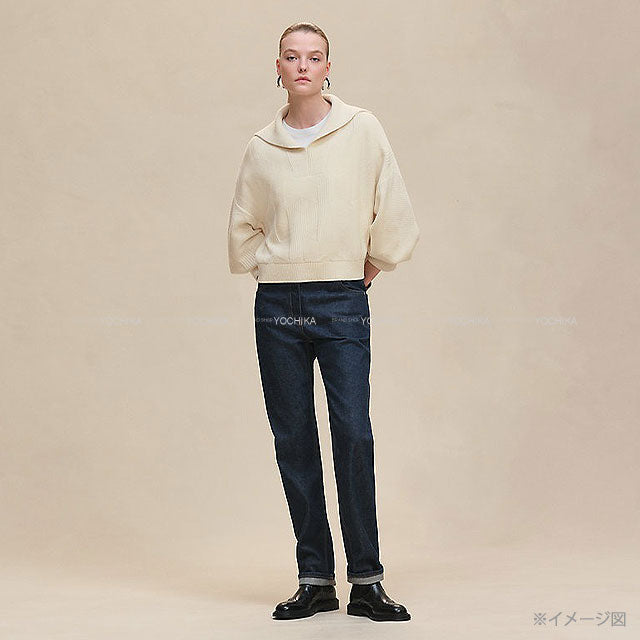 2025AW New HERMES Sweater H motif Long sleeves Blanc natural Wool/Nylon #34[BRAND NEW][Authentic]