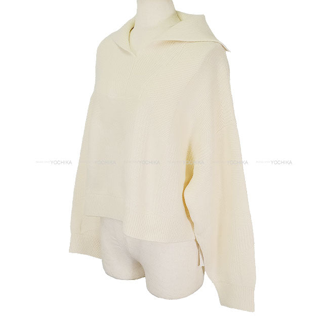 2025AW New HERMES Sweater H motif Long sleeves Blanc natural Wool/Nylon #34[BRAND NEW][Authentic]