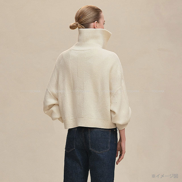 2025AW New HERMES Sweater H motif Long sleeves Blanc natural Wool/Nylon #34[BRAND NEW][Authentic]
