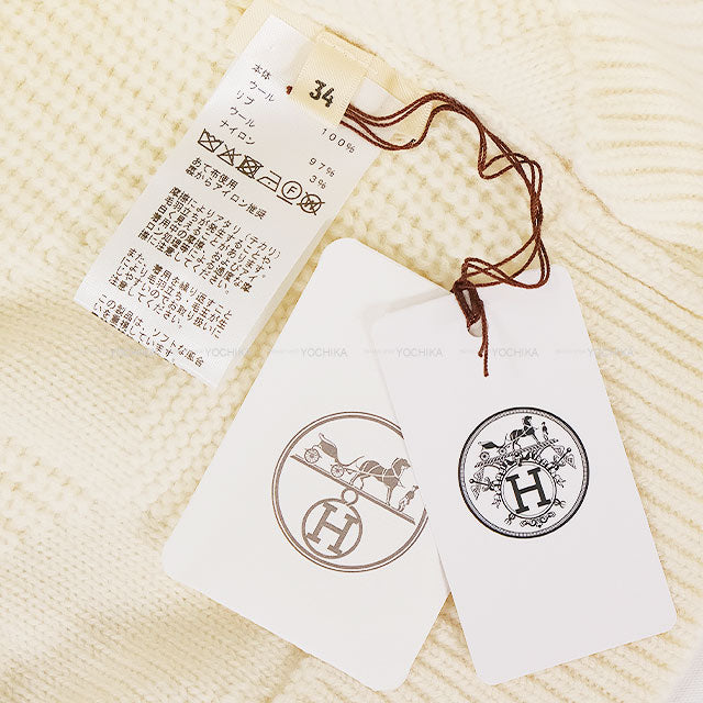 2025AW New HERMES Sweater H motif Long sleeves Blanc natural Wool/Nylon #34[BRAND NEW][Authentic]