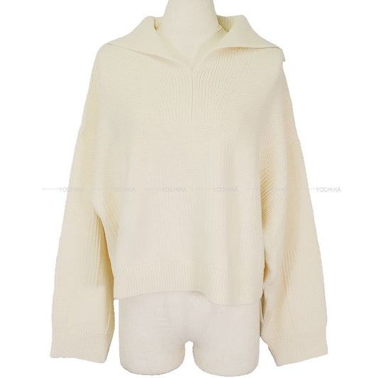 2025AW New HERMES Sweater H motif Long sleeves Blanc natural Wool/Nylon #34[BRAND NEW][Authentic]
