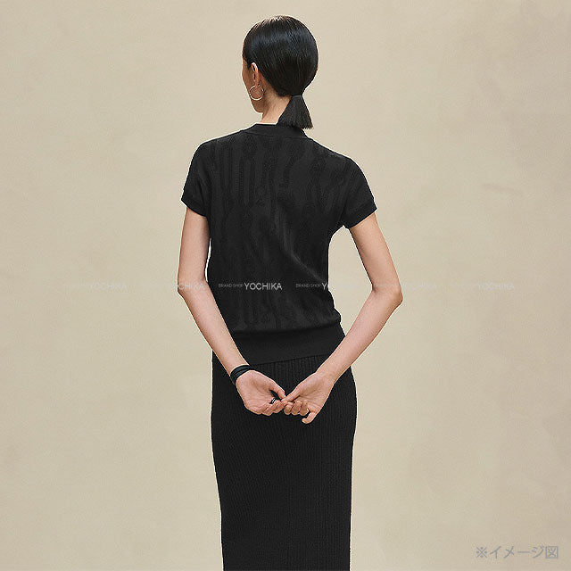 2025AW New HERMES Sweater Knit Short sleeve Palefroi Remix Navy/Noir (Black) Rayon/silk/cotton/nylon/polyurethane #34[BRAND NEW][Authentic]