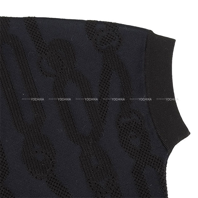 2025AW New HERMES Sweater Knit Short sleeve Palefroi Remix Navy/Noir (Black) Rayon/silk/cotton/nylon/polyurethane #34[BRAND NEW][Authentic]