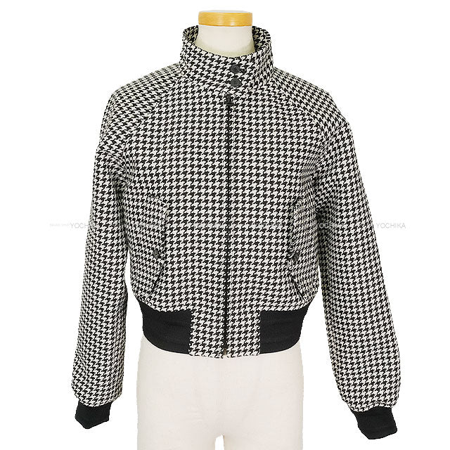 2022SS Dior Blouson Stand collar blouson cross-woven lattice Noir (Black)/Blanc (White) Virgin wool/Silk ♯34 78153 211C15A1110[EXCELLENT][Authentic]