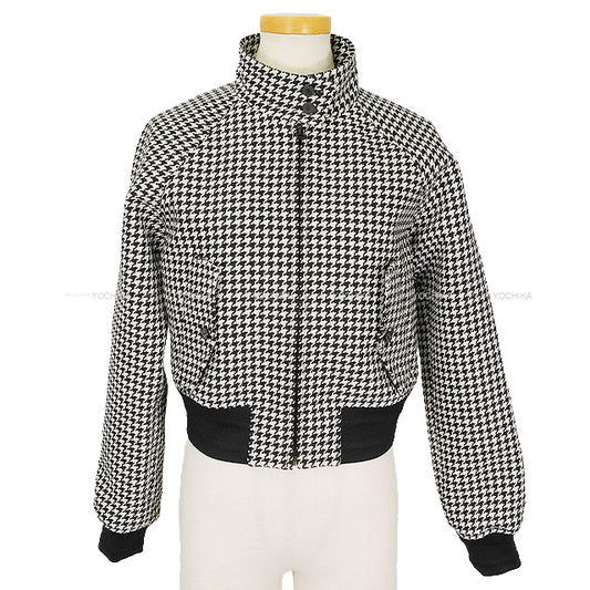 2022SS Dior Blouson Stand collar blouson cross-woven lattice Noir (Black)/Blanc (White) Virgin wool/Silk ♯34 78153 211C15A1110[EXCELLENT][Authentic]