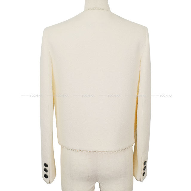 [Pre-loved] Dior Plainly colored jacket CDbutton Cropped Jacket Double-faced Virgin Wool Boucle Ecru White Wool/Nylon/Silk ♯34 84716 411V57P1571[LIKE NEW][Authentic]