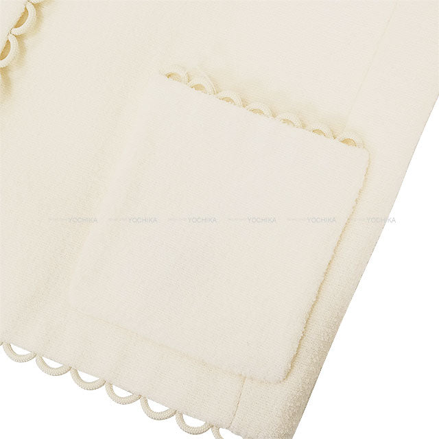 [Pre-loved] Dior Plainly colored jacket CDbutton Cropped Jacket Double-faced Virgin Wool Boucle Ecru White Wool/Nylon/Silk ♯34 84716 411V57P1571[LIKE NEW][Authentic]