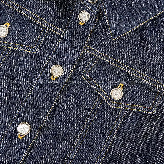 2025 Cruise NEW CHANEL Denim jacket COCO Mark Button Indigo Cotton #34 Silver HW P78799[BRAND NEW][Authentic]
