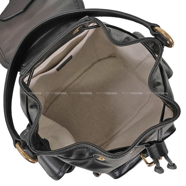 Miu Miu Backpack/daypack/Ruck sack Leather Backpack Noir (Black) Calf Gold HW 5BZ043[EXCELLENT][Authentic]