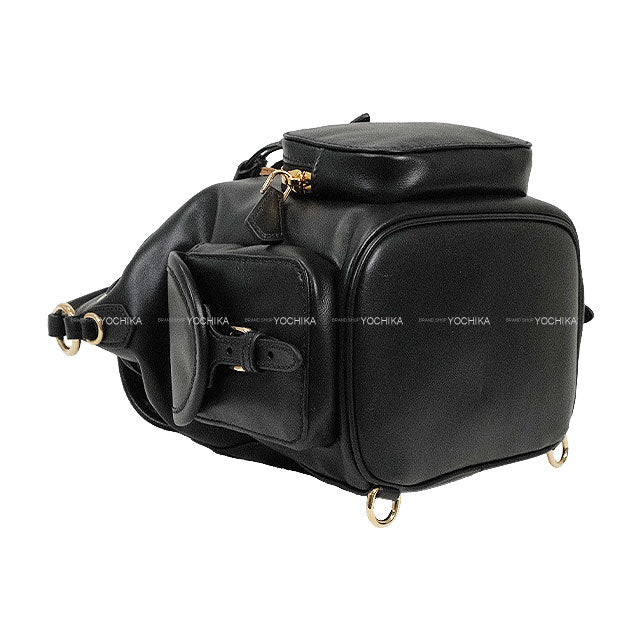 Miu Miu Backpack/daypack/Ruck sack Leather Backpack Noir (Black) Calf Gold HW 5BZ043[EXCELLENT][Authentic]