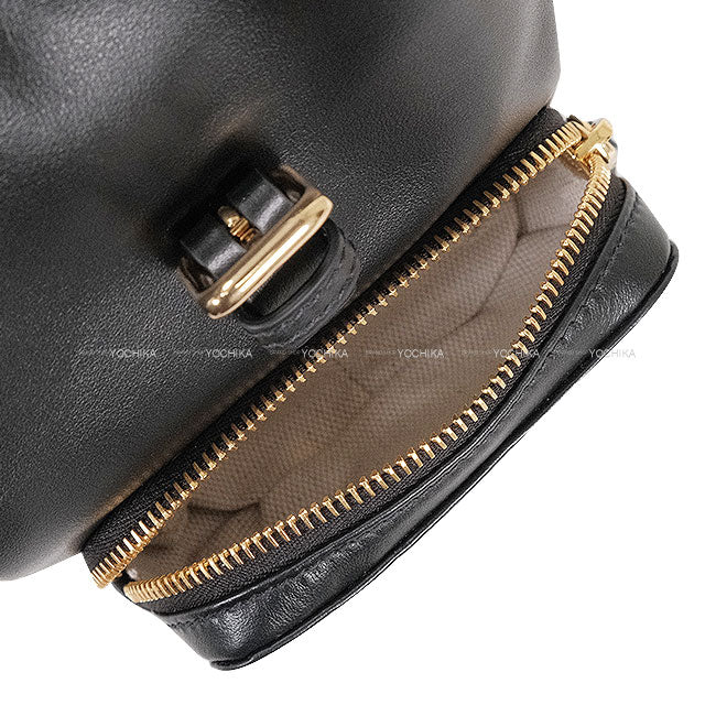 Miu Miu Backpack/daypack/Ruck sack Leather Backpack Noir (Black) Calf Gold HW 5BZ043[EXCELLENT][Authentic]