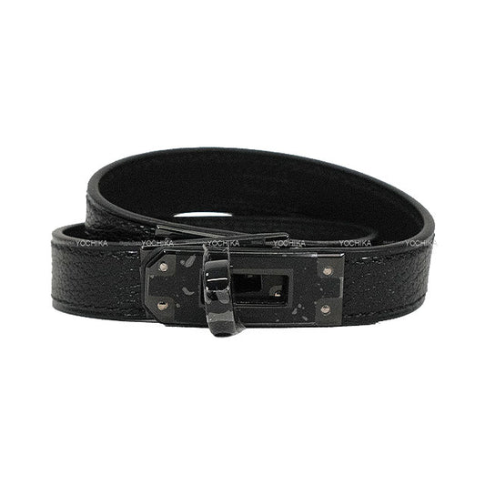 HERMES bracelet Leather Kelly Double Tour Monochrome So Black #T2 Noir (Black) Chevre Chamkila Black HW Stamp W[BRAND NEW][Authentic]