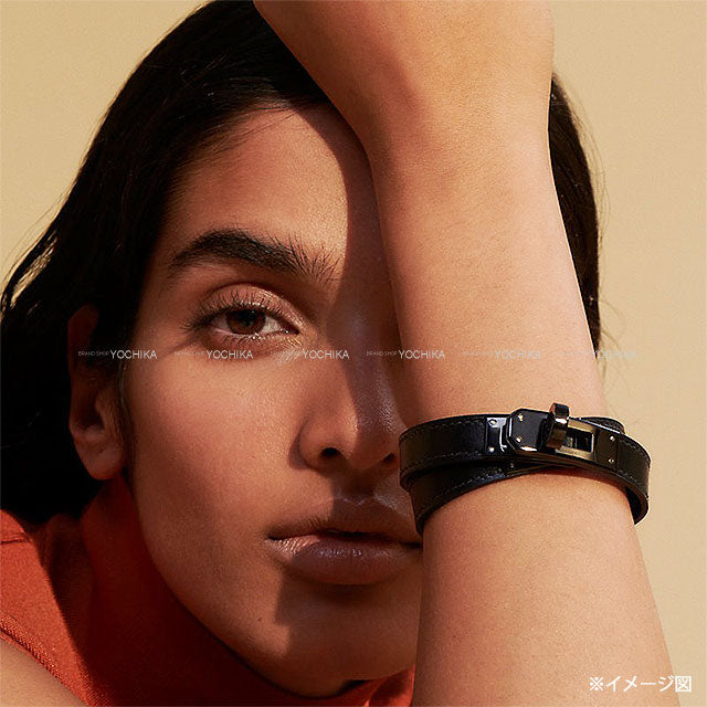 HERMES bracelet Leather Kelly Double Tour Monochrome So Black #T2 Noir (Black) Chevre Chamkila Black HW Stamp W[BRAND NEW][Authentic]