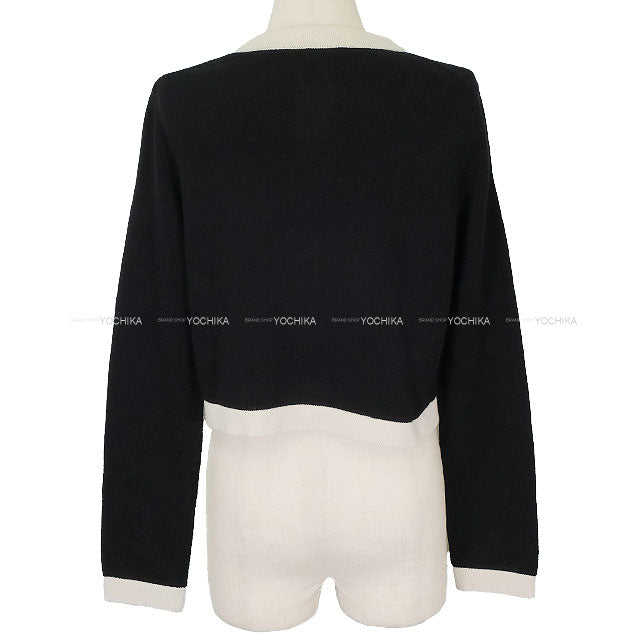2024 Cruise CHANEL Cardigan Border COCO Button Bicolor Noir (Black)/Blanc (White) Cashmere #36 Silver HW P76462[EXCELLENT][Authentic]