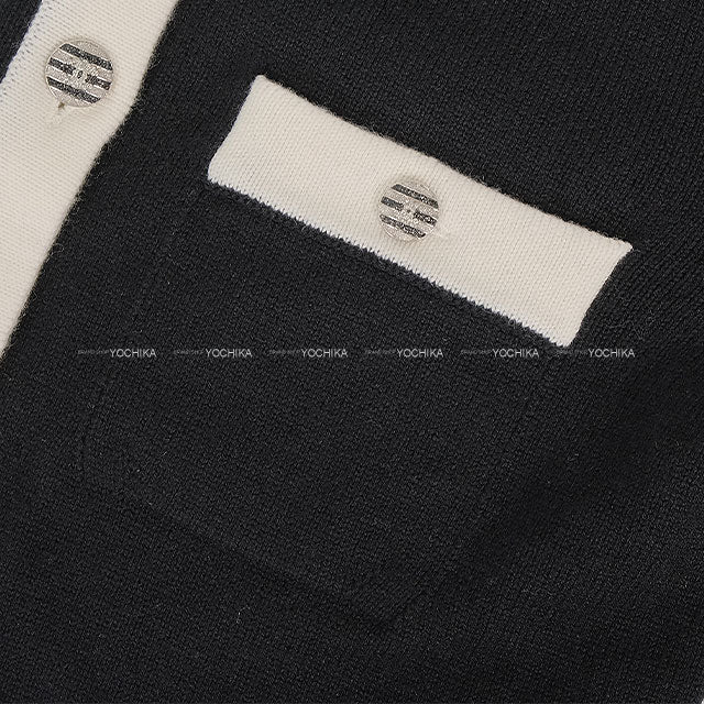 2024 Cruise CHANEL Cardigan Border COCO Button Bicolor Noir (Black)/Blanc (White) Cashmere #36 Silver HW P76462[EXCELLENT][Authentic]