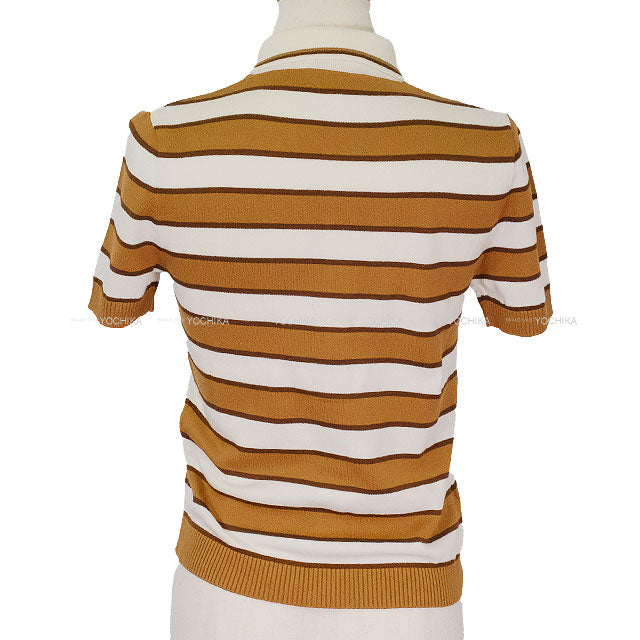 PRADA Cardigan Stripe Short Sleeve Camel/Beige Cotton #36 P25N62[BRAND NEW][Authentic]