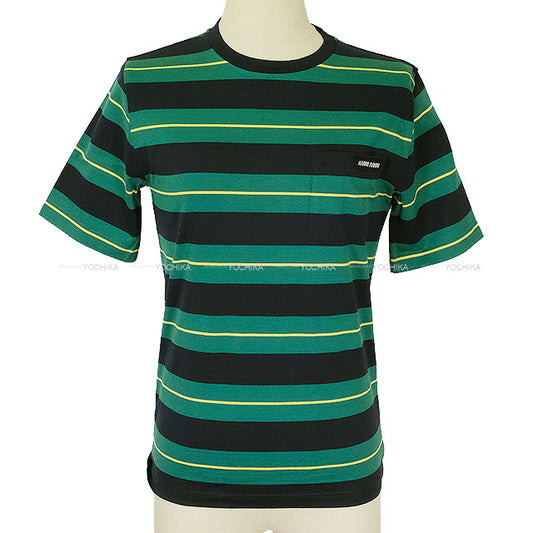 Miu Miu Short sleeve t shirt Stripe jersey Billiards green/Blue Cotton #S MJN537[BRAND NEW][Authentic]