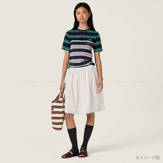 Miu Miu Short sleeve t shirt Stripe jersey Billiards green/Blue Cotton #S MJN537[BRAND NEW][Authentic]