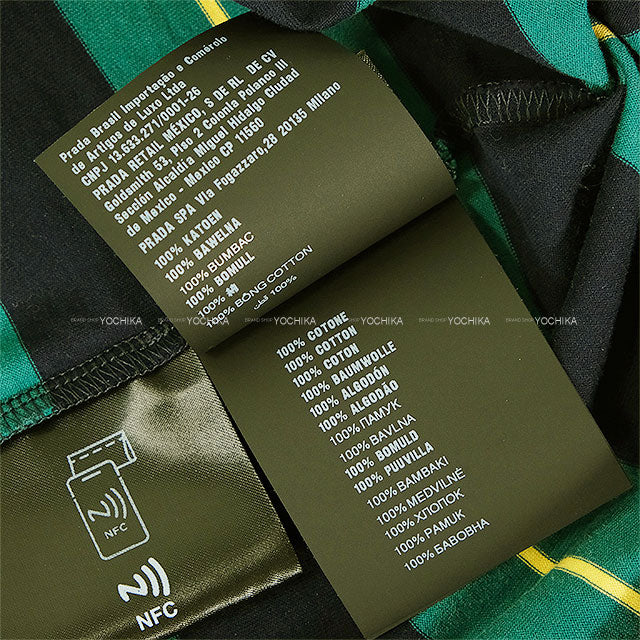 Miu Miu Short sleeve t shirt Stripe jersey Billiards green/Blue Cotton #S MJN537[BRAND NEW][Authentic]