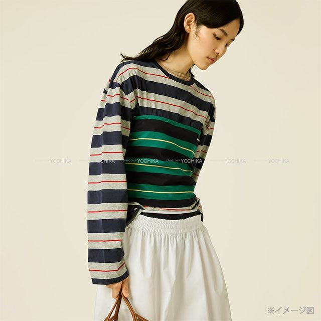 Miu Miu Tube top Stripe jersey Tops Billiards green/Blue Cotton #S MJT708[BRAND NEW][Authentic]