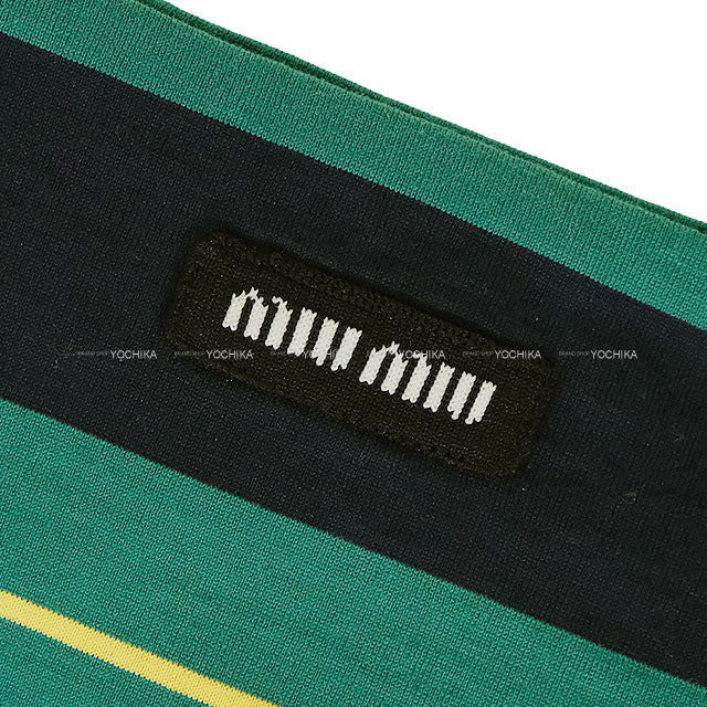 Miu Miu Tube top Stripe jersey Tops Billiards green/Blue Cotton #S MJT708[BRAND NEW][Authentic]