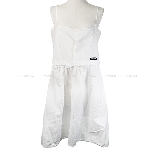 Miu Miu One‐piece dress Dress Slub poplin Blanc (White) Cotton/Linen #36 MF5779[BRAND NEW][Authentic]
