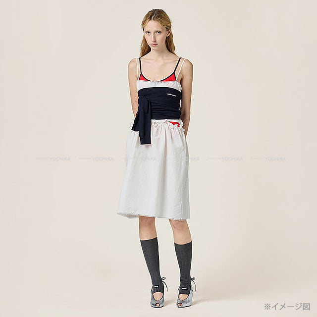 Miu Miu One‐piece dress Dress Slub poplin Blanc (White) Cotton/Linen #36 MF5779[BRAND NEW][Authentic]