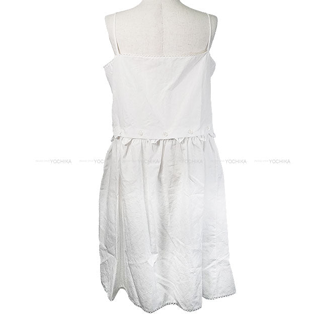 Miu Miu One‐piece dress Dress Slub poplin Blanc (White) Cotton/Linen #36 MF5779[BRAND NEW][Authentic]