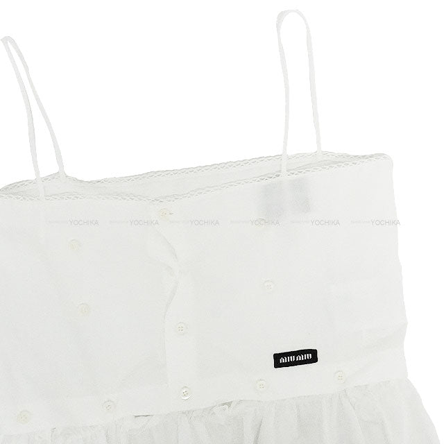 Miu Miu One‐piece dress Dress Slub poplin Blanc (White) Cotton/Linen #36 MF5779[BRAND NEW][Authentic]