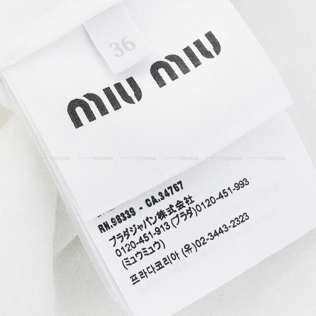 Miu Miu One‐piece dress Dress Slub poplin Blanc (White) Cotton/Linen #36 MF5779[BRAND NEW][Authentic]