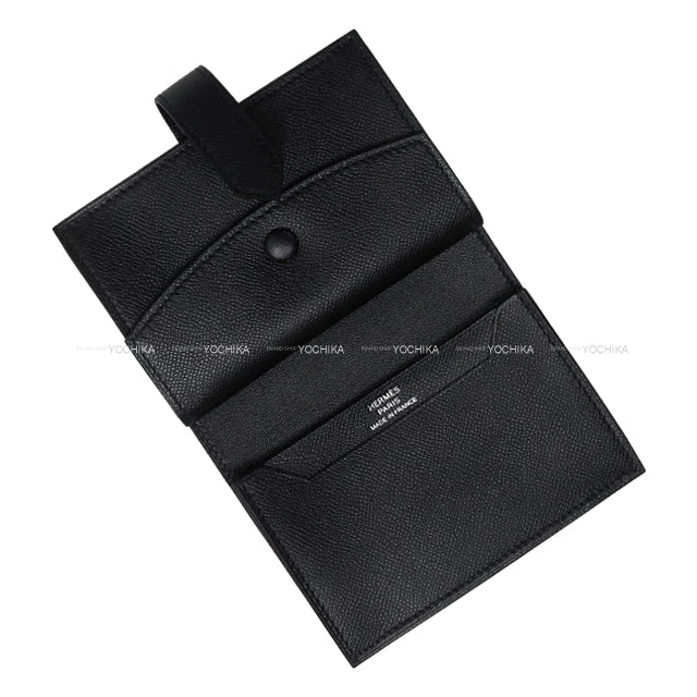 HERMES Bi-fold wallet Bearn Mini Card holder With Coin purse SO BLACK Monochrome Noir (Black) Veau Madame Black HW Stamp W[BRAND NEW][Authentic]