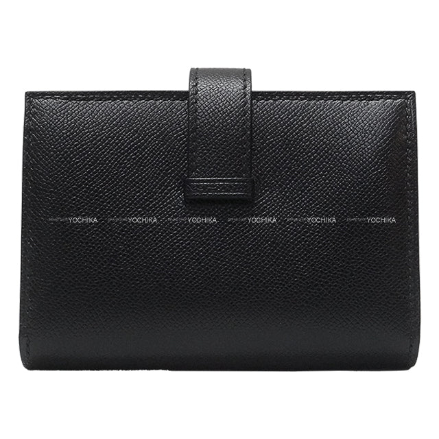 HERMES Bi-fold wallet Bearn Mini Card holder With Coin purse SO BLACK Monochrome Noir (Black) Veau Madame Black HW Stamp W[BRAND NEW][Authentic]