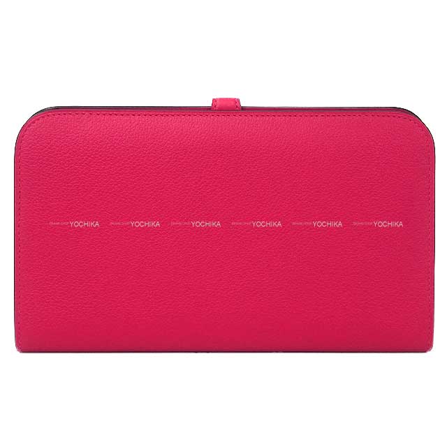 HERMES long wallet Dogon GM Rose Mexicoe Evercolor/Lacquer Silver HW Stamp Y[EXCELLENT][Authentic]