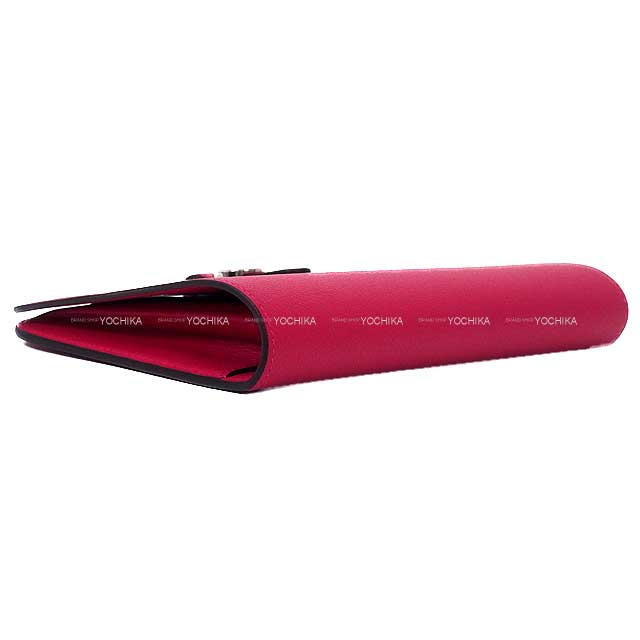 HERMES long wallet Dogon GM Rose Mexicoe Evercolor/Lacquer Silver HW Stamp Y[EXCELLENT][Authentic]