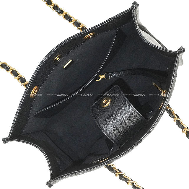 [Pre-loved] A/W 2024～2025 CHANEL tote bag Small Shopping Bag Coco Marc Matrasse with Mini matrasse Charm Noir (Black) Graind Calf(Caviarskin) Gold HW AS4940[LIKE NEW][Authentic]