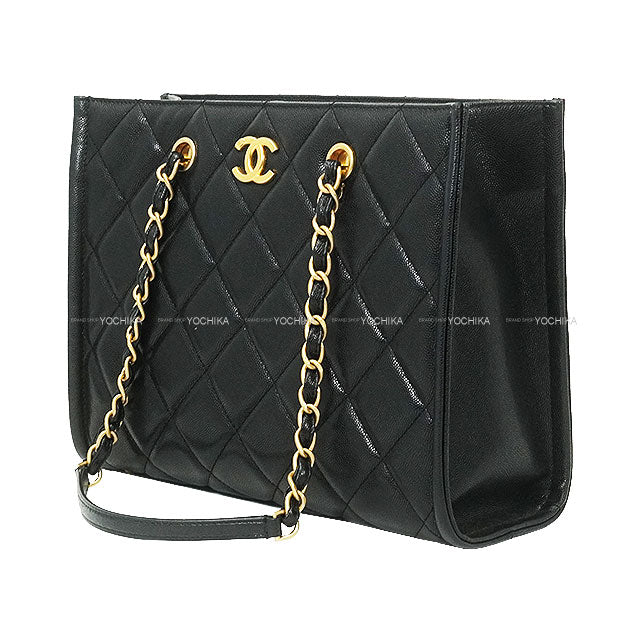 [Pre-loved] A/W 2024～2025 CHANEL tote bag Small Shopping Bag Coco Marc Matrasse with Mini matrasse Charm Noir (Black) Graind Calf(Caviarskin) Gold HW AS4940[LIKE NEW][Authentic]