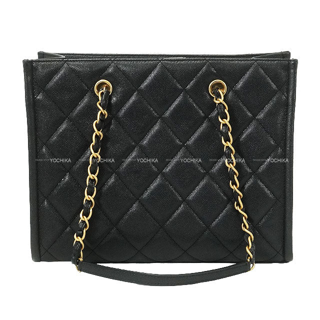 [Pre-loved] A/W 2024～2025 CHANEL tote bag Small Shopping Bag Coco Marc Matrasse with Mini matrasse Charm Noir (Black) Graind Calf(Caviarskin) Gold HW AS4940[LIKE NEW][Authentic]