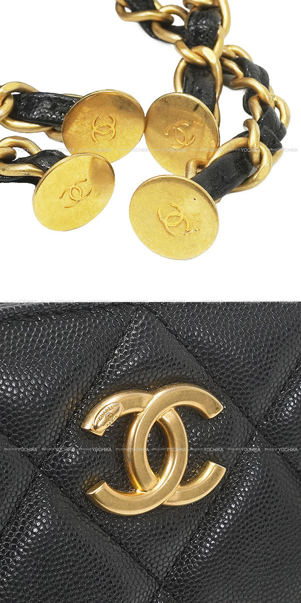 [Pre-loved] A/W 2024～2025 CHANEL tote bag Small Shopping Bag Coco Marc Matrasse with Mini matrasse Charm Noir (Black) Graind Calf(Caviarskin) Gold HW AS4940[LIKE NEW][Authentic]