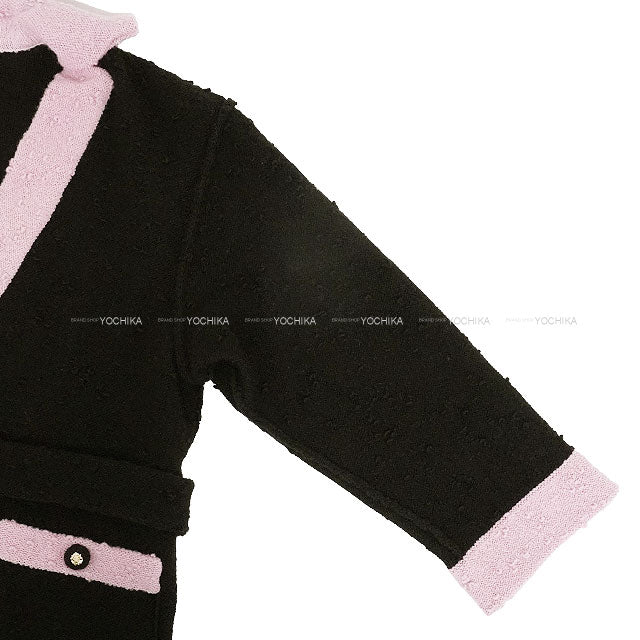 2024AW CHANEL Sweater Long Sleeve Knit V-Neck Bicolor Lion Button Tweed Belt Brown/Light pink Wool 42 P78382[EXCELLENT][Authentic]