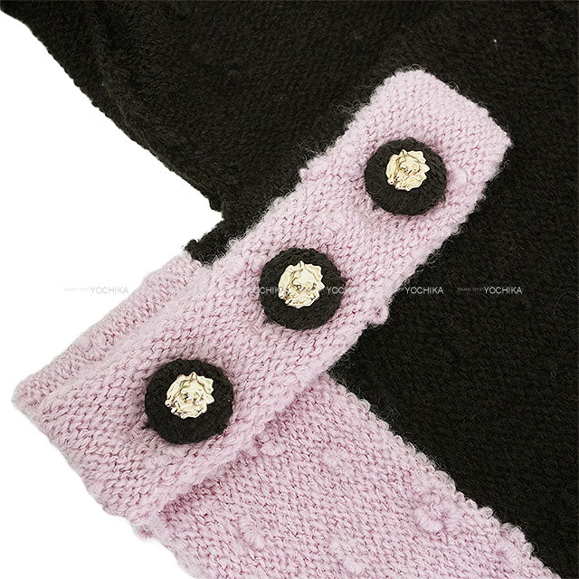 2024AW CHANEL Sweater Long Sleeve Knit V-Neck Bicolor Lion Button Tweed Belt Brown/Light pink Wool 42 P78382[EXCELLENT][Authentic]