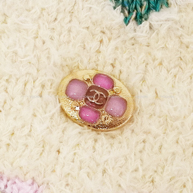 [Pre-loved] CHANEL One‐piece dress Knit mini one shoulder Coco Icon logo Ecru/pink/multicolor Cotton/Polyamide/Linen 38 P74737[LIKE NEW][Authentic]