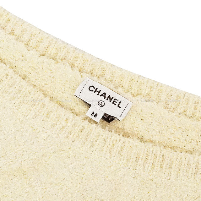 [Pre-loved] CHANEL One‐piece dress Knit mini one shoulder Coco Icon logo Ecru/pink/multicolor Cotton/Polyamide/Linen 38 P74737[LIKE NEW][Authentic]